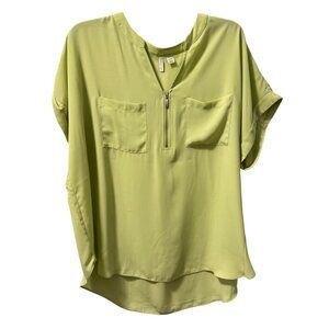 Cato Womens Light Green Blouse With Zipper Neck & Pockets Size 18/20W top